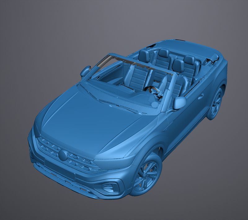 Full 3D scan of a convertible with the roof open, including interior