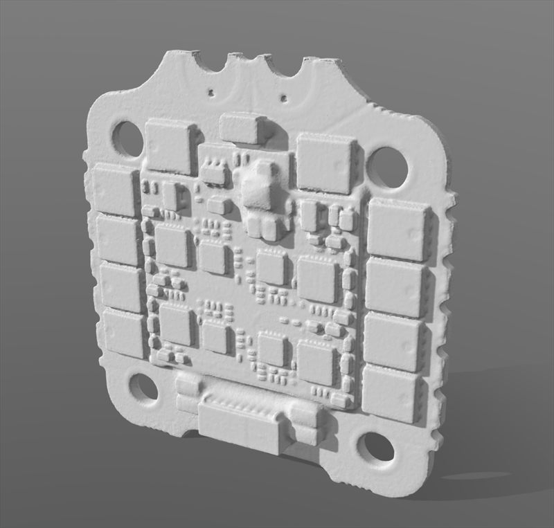 High-resolution 3D scan of a PCB showing individual components