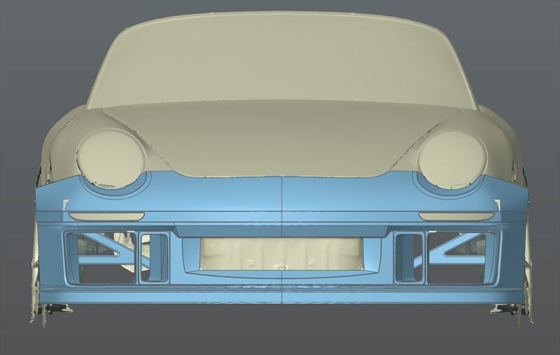 New front bumper modelled on top of the car scan